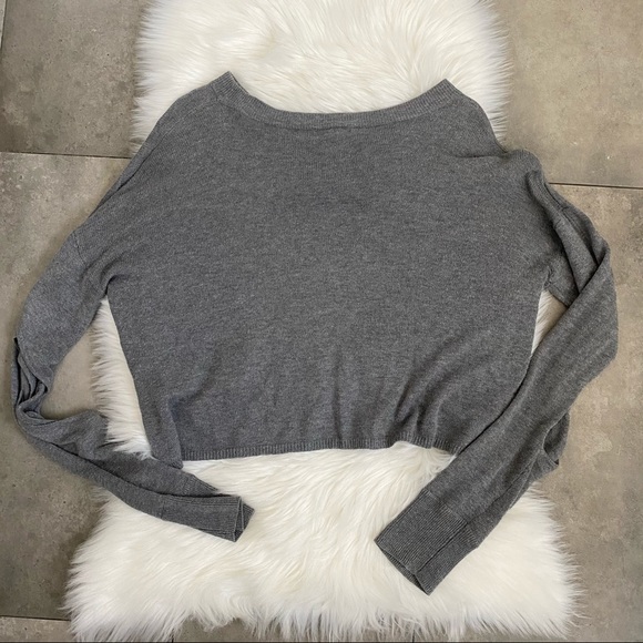 Leith gray cropped open sleeve sweater S - Picture 5 of 9